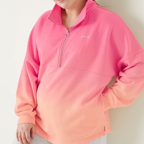 Victoria’s Secret PINK Varsity Half Zip Neon Bubble Dip Dye Medium NEW - Picture 3 of 3